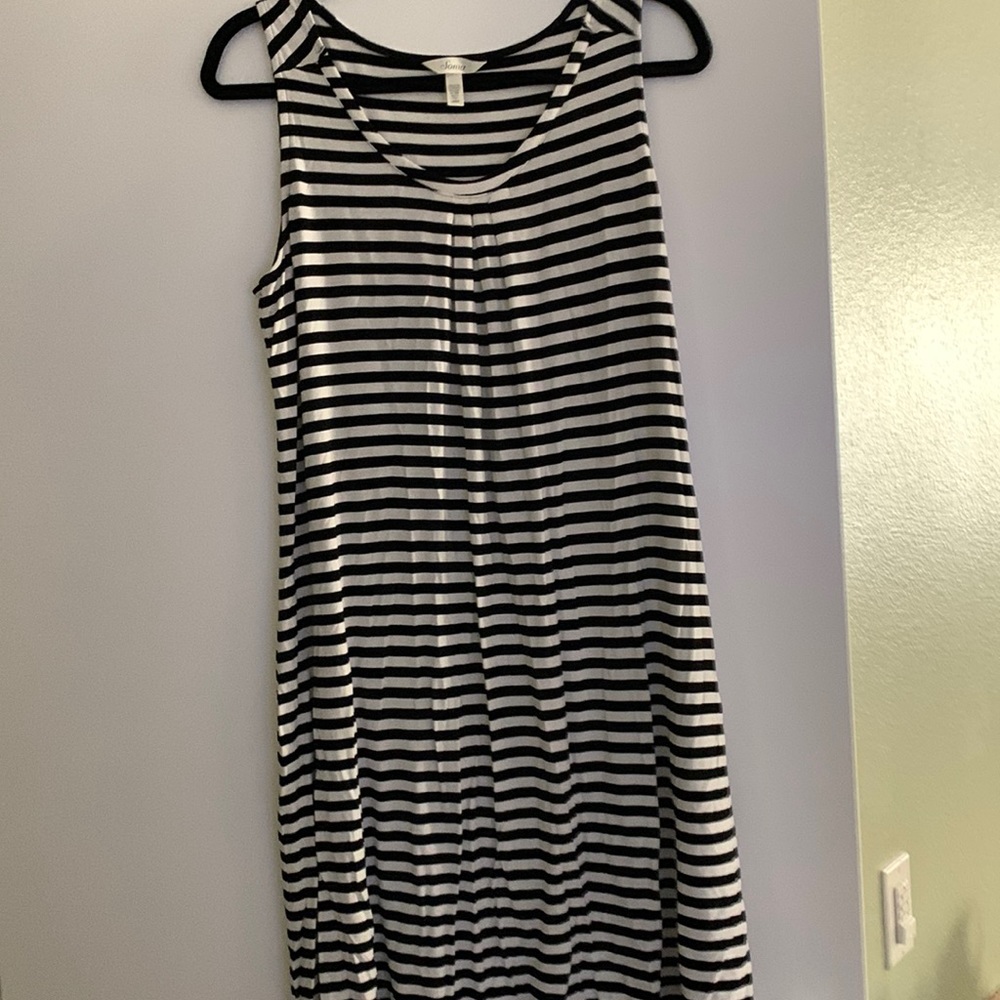 Soma Black and White Striped Midi Dress